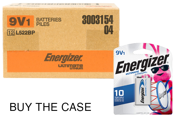 Case of 9 Volt Energizer Ultimate Lithium L522BP Batteries (12 Cards of 1)