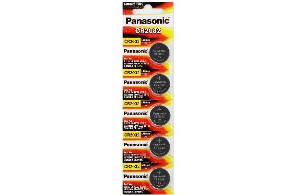 5 x CR2032 Panasonic 3 Volt Lithium Coin Cell Batteries (On a Card)