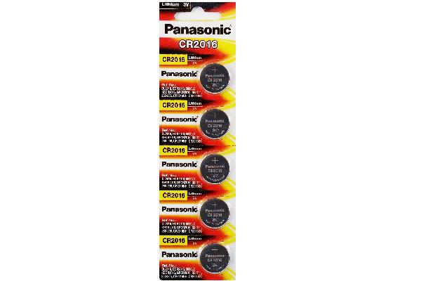5 x CR2016 Panasonic 3 Volt Lithium Coin Cell Batteries (On a Card)