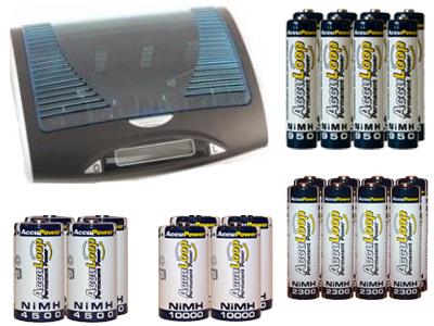 Super Universal LCD Battery Charger  + 8 AA (2600 mAh) + 8 AAA (1100 mAh) + 4 C (4500 mAh) + 4 D (10000 mAh) NiMH Batteries