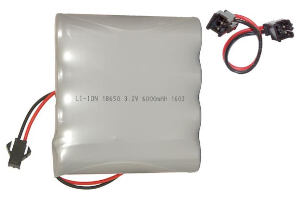 3.2V 6000 mAh LiFeP04 FLAT Battery Pack for Gama Sonic Solar Lights (Includes Male Adapter)