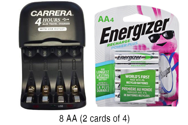 AA / AAA NiMH Smart Slim Travel Charger with USB Plug & 8 x AA Energizer NiMH 2300 mAh Batteries