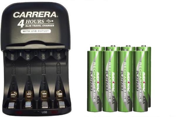 AA / AAA NiMH Smart Slim Travel Charger with USB Plug & 8 x AAA Rayovac NiMH 750 mAh Batteries