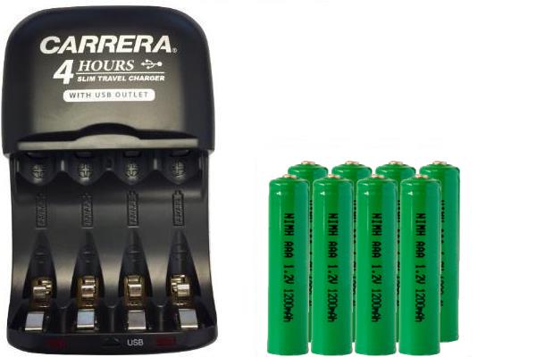 AA / AAA NiMH Smart Slim Travel Charger with USB Plug & 8 x AAA NiMH 1200 mAh Batteries