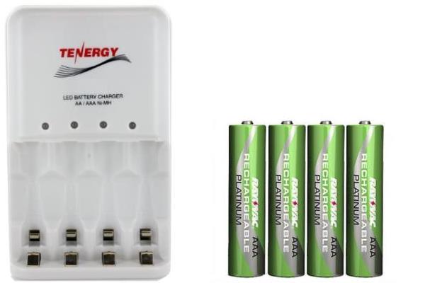 4 Bay AA / AAA LED Smart Battery Charger & 4 x AAA Rayovac NiMH 750 mAh Batteries