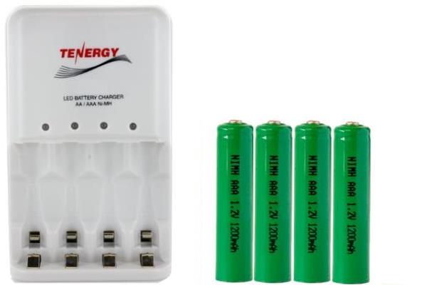 4 Bay AA / AAA LED Smart Battery Charger & 4 x AAA NiMH 1200 mAh Batteries