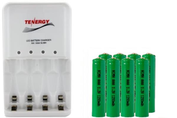4 Bay AA / AAA LED Smart Battery Charger & 8 x AAA NiMH 1200 mAh Batteries