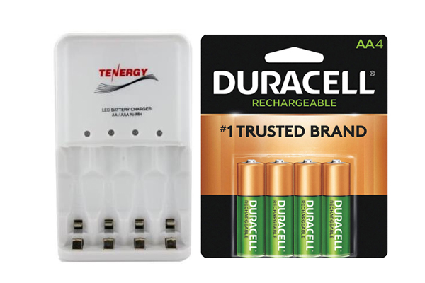 4 Bay AA / AAA LED Smart Battery Charger + 4 x AA Duracell 2500 mAh NiMH (DX1500) Batteries