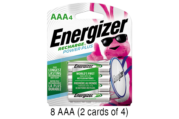 8 x AAA NiMH Energizer 800 mAh Batteries (Low Discharge)