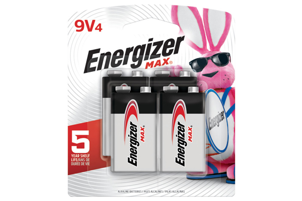 9 Volt Energizer MAX 522BP4 Alkaline Batteries (4 Card)