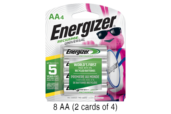 8 x AA NiMH Energizer 2000 mAh Batteries (Low Discharge)