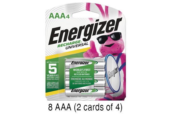 8 x AAA NiMH Energizer 700 mAh Batteries (Low Discharge)