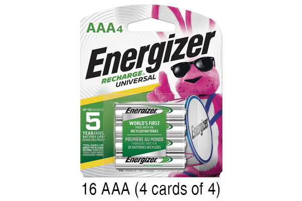 16 x AAA NiMH Energizer 700 mAh Batteries (Low Discharge)