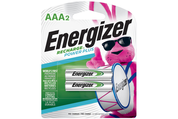 AAA NiMH Energizer Recharge 800 mAh Batteries (2 Pack)