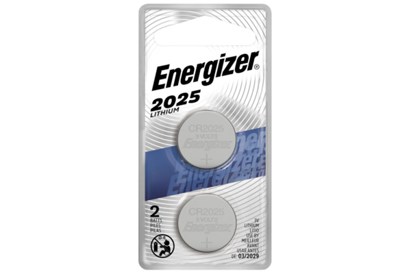 CR2025 Energizer 3 Volt Lithium Coin Cell Batteries (2 on a Card)