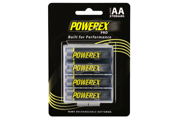 4 x AA NiMH Powerex PRO Rechargeable Batteries (2700 mAh) with Battery Case