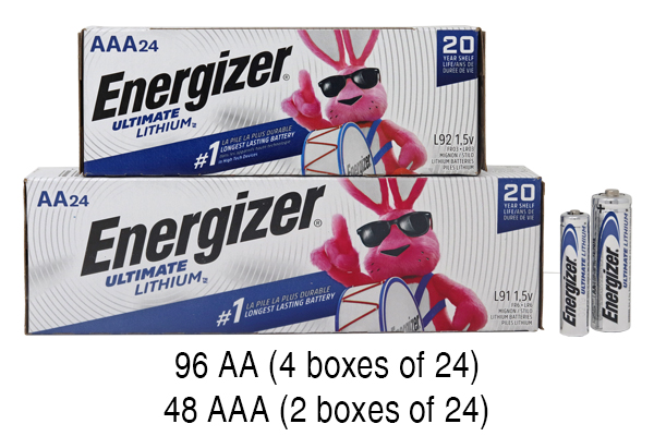 96 x AA (L91) & 48 x AAA (L92) Energizer Ultimate Lithium Batteries