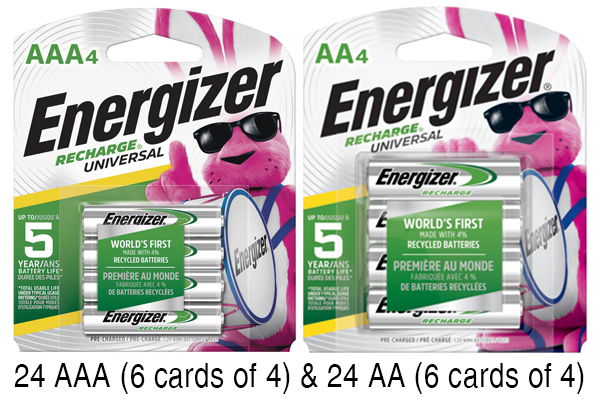 24 AA (2300mAh) + 24 AAA (800mAh) Energizer Rechargeable Battery Combo