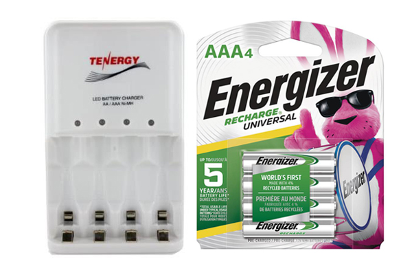 4 Bay AA / AAA LED Smart Battery Charger & 4 AAA 700 mAh Energizer Rechargeable Batteries