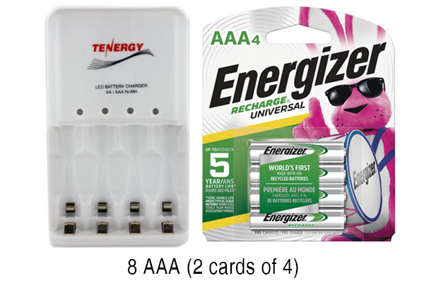 4 Bay AA / AAA LED Smart Battery Charger & 8 AAA 700 mAh Energizer Rechargeable Batteries