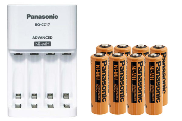 Panasonic BQ-CC17 Smart Battery Charger + 8 AA NiMH Panasonic 2000 mAh Rechargeable Batteries