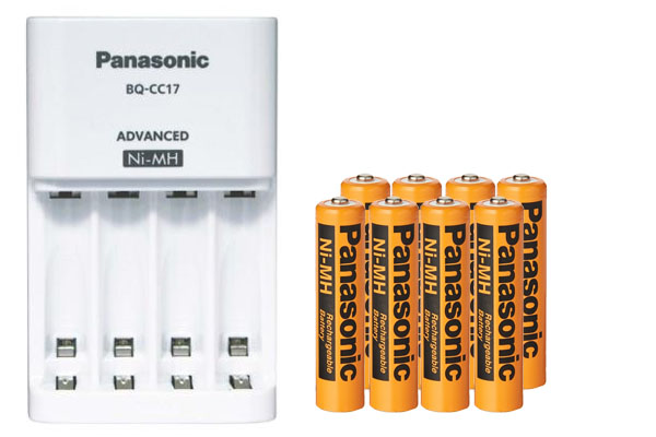 Panasonic BQ-CC17 Smart Battery Charger + 8 AAA NiMH Panasonic 750 mAh Rechargeable Batteries