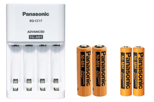 Panasonic BQ-CC17 Smart Battery Charger + 2 AA (2000mAh) + 2 AAA (750mAh) NiMH Panasonic Rechargeable Batteries