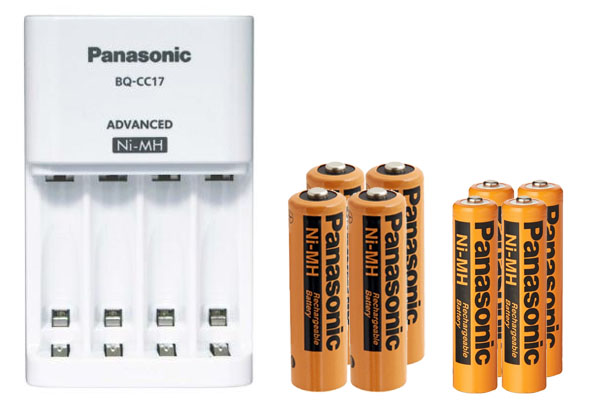 Panasonic BQ-CC17 Smart Battery Charger + 4 AA (2000mAh) + 4 AAA (750mAh) NiMH Panasonic Rechargeable Batteries