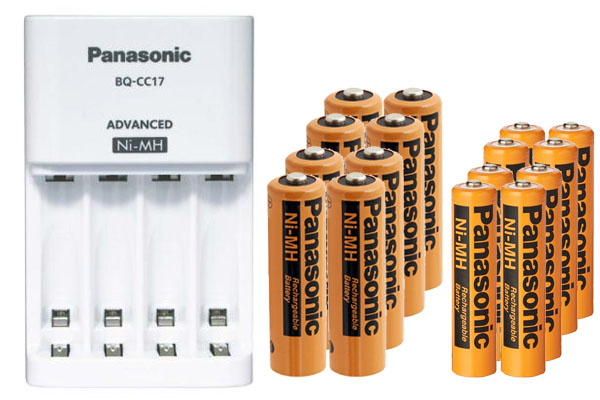 Panasonic BQ-CC17 Smart Battery Charger + 8 AA (2000mAh) + 8 AAA (750mAh) NiMH Panasonic Rechargeable Batteries