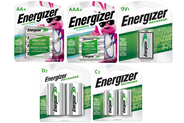 4 AA (2300mAh) + 4 AAA (800mAh) + 2 C (2500mAh) + 2 D (2500mAh) + 1 9V (175mAh) Energizer Rechargeable NiMH Battery Combo