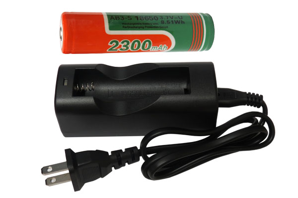Li-Ion Charger (Single Slot) + 18650 3.6V Li-Ion Button Top Battery (2300 mAh)