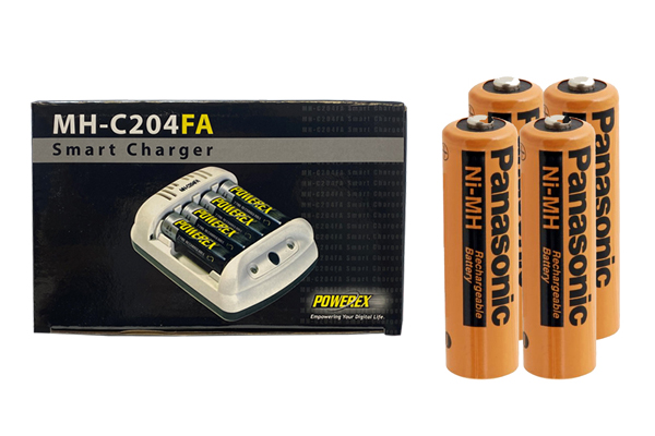 Powerex MH-C204FA AA / AAA Smart Battery Charger & 4 x AA NiMH Panasonic 2000 mAh Rechargeable Batteries