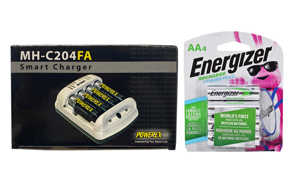 Powerex MH-C204FA AA / AAA Smart Battery Charger & 4 x AA Energizer Recharge NH15BP4 NiMH 2300 mAh Batteries