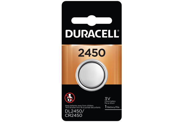 CR2450 Duracell 3 Volt Lithium Coin Cell Battery (On a Card)