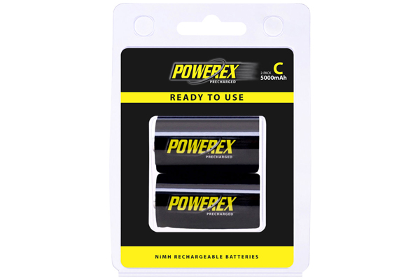 2 x C NiMH Powerex PRO Rechargeable Batteries (5000 mAh)