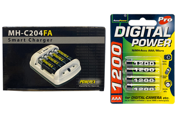Powerex MH-C204FA AA / AAA Smart Battery Charger & 4 x AAA NiMH AccuPower Micro Batteries (1200 mAh)