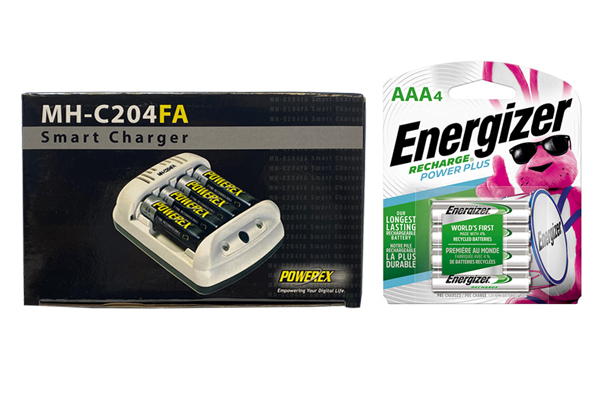 Powerex MH-C204FA AA / AAA Smart Battery Charger & 4 x AAA NiMH Energizer 800 mAh Batteries (Low Discharge)