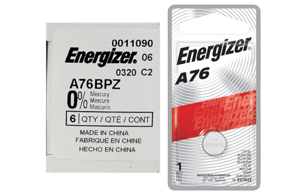 6 x Energizer A76 Alkaline Button Batteries (LR44)