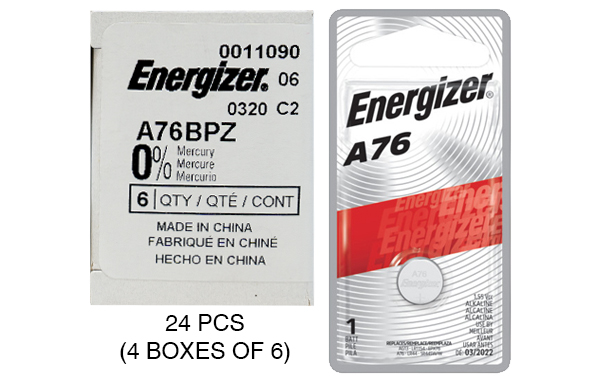 24 x Energizer A76 Alkaline Button Batteries (LR44)