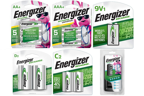 Energizer Universal Smart Charger + 4 AA (2000mAh) + 4 AAA (700mAh) + 2 C (2500mAh) + 2 D (2500mAh) + 1 9V Energizer Rechargeable NiMH Battery Combo