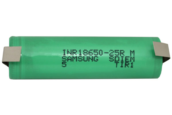 3.7 Volt Samsung 25R 18650 Lithium Ion Battery (2500 mAh) with tabs