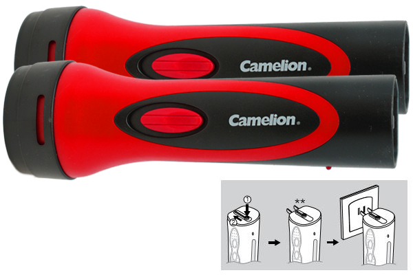 2 pcs  6 LED Rechargeable Plug-In Emergency Ready Flashlight