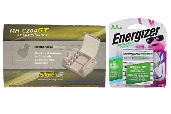 Powerex MH-C204GT AA / AAA Smart Battery Charger & 4 AA Energizer Recharge NH15BP4 NiMH 2300 mAh Batteries