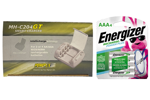 Powerex MH-C204GT AA / AAA Smart Battery Charger & 4 AAA NiMH Energizer 800 mAh Batteries (Low Discharge)