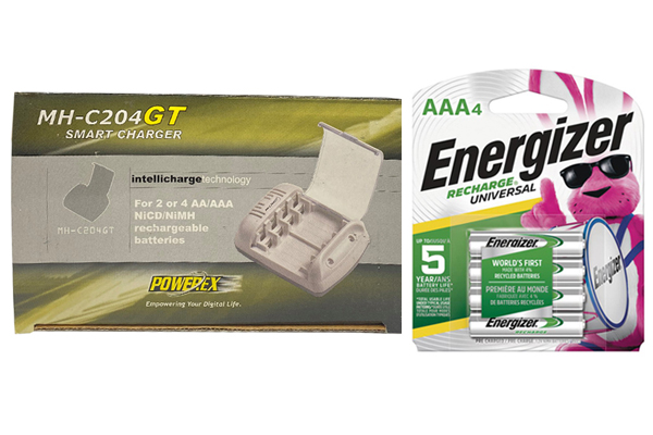 Powerex MH-C204GT AA / AAA Smart Battery Charger & 4 AAA NiMH Energizer 700 mAh Batteries (Low Discharge)