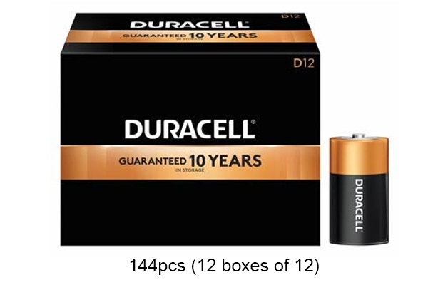144 x D Duracell CopperTop Alkaline Batteries (MN1300)