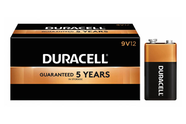12 x 9 Volt Duracell Coppertop Alkaline Batteries (MN1604)