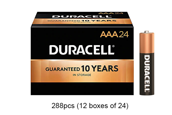 288 x AAA Duracell Coppertop MN2400 Alkaline Batteries