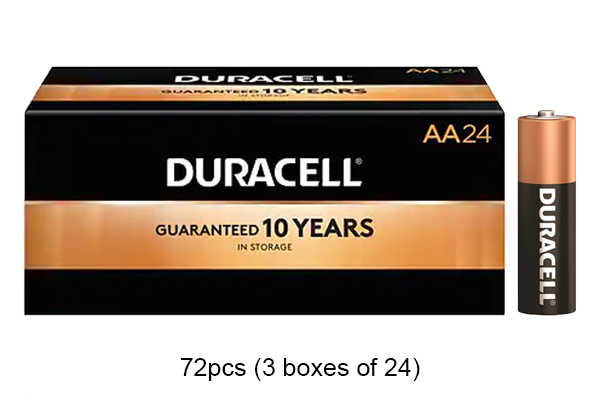 72 x AA Duracell Coppertop MN1500 Alkaline Batteries