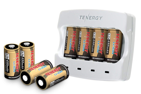 Tenergy 4-slot RCR123A Charger + 8 x Tenergy RCR123A Batteries (ARLO Certified)